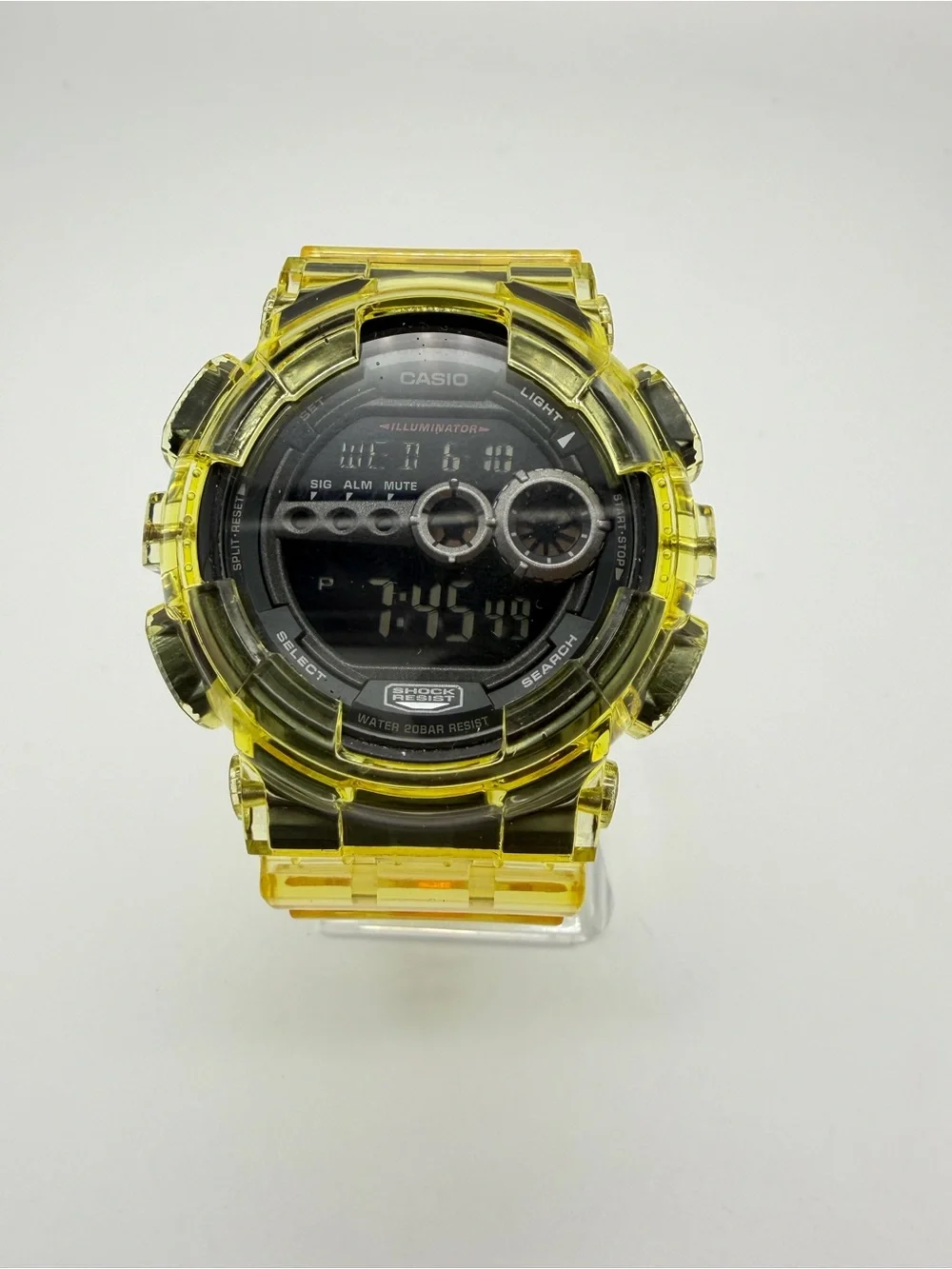 Casio Transparent (Skeleton/Jelly) Yellow Custom Built Digital Sport Watch